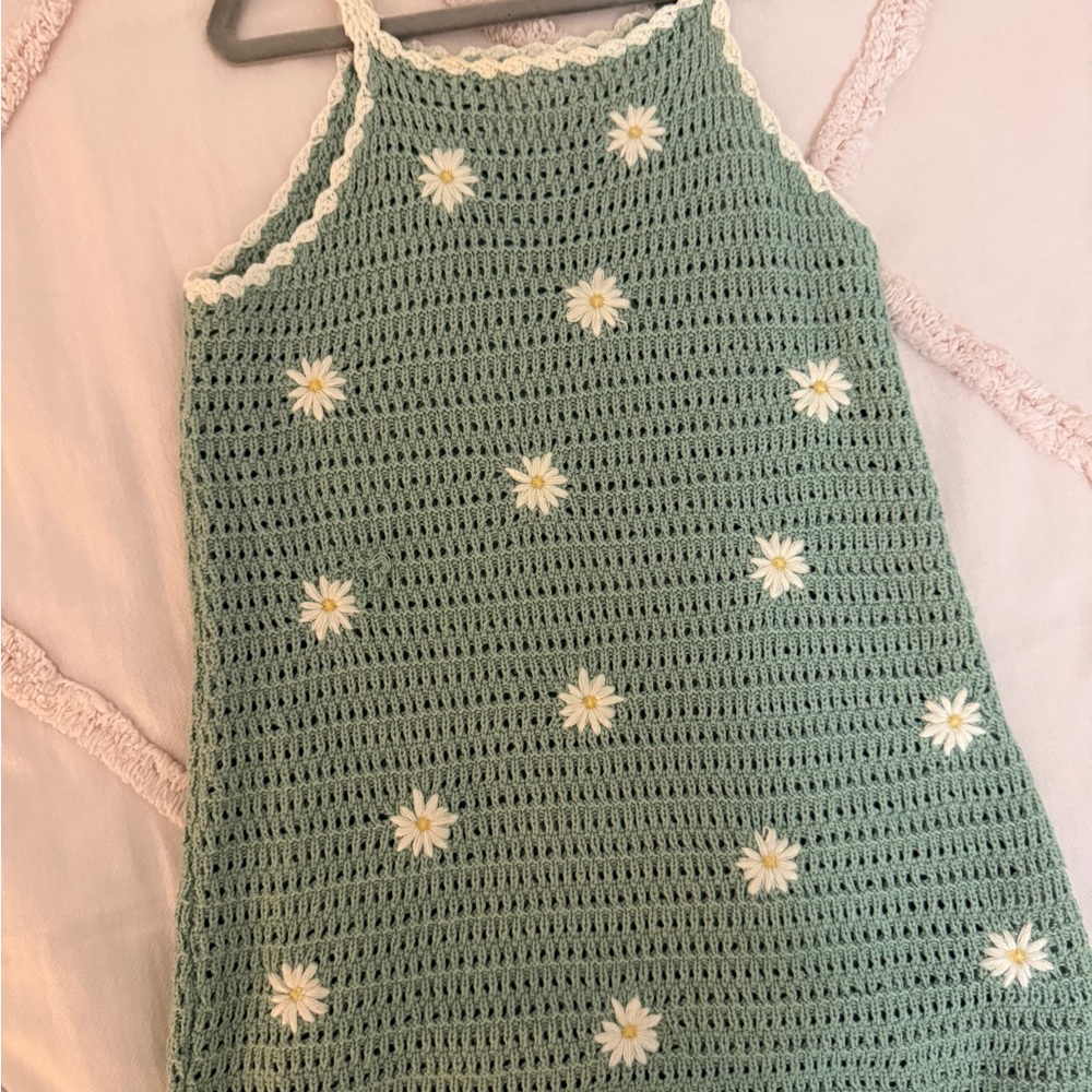 Zara Mint Crochet Dress with Floral Details